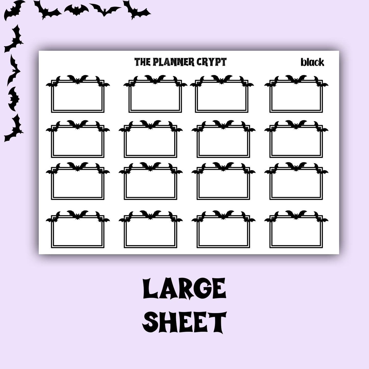planner box stickers, weekly planner stickers, gothic stickers, stickers, bat stickers, functional stickers, vertical planner