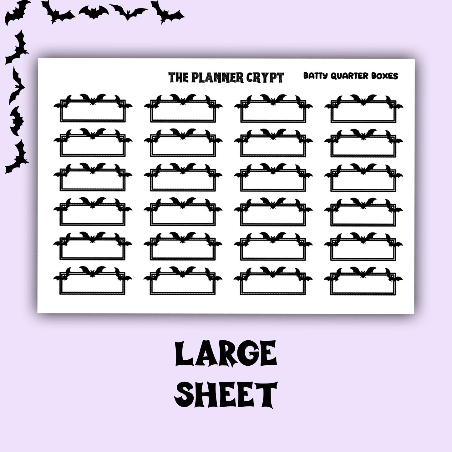 planner box stickers, weekly planner stickers, gothic stickers, stickers, bat stickers, functional stickers, vertical planner