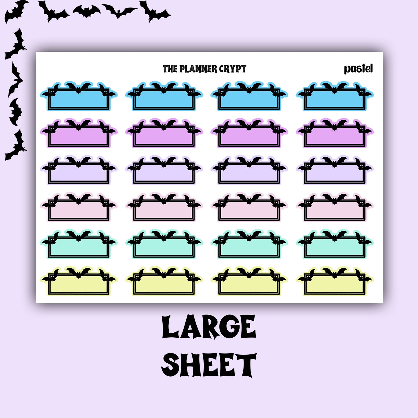 planner box stickers, weekly planner stickers, gothic stickers, stickers, bat stickers, functional stickers, vertical planner