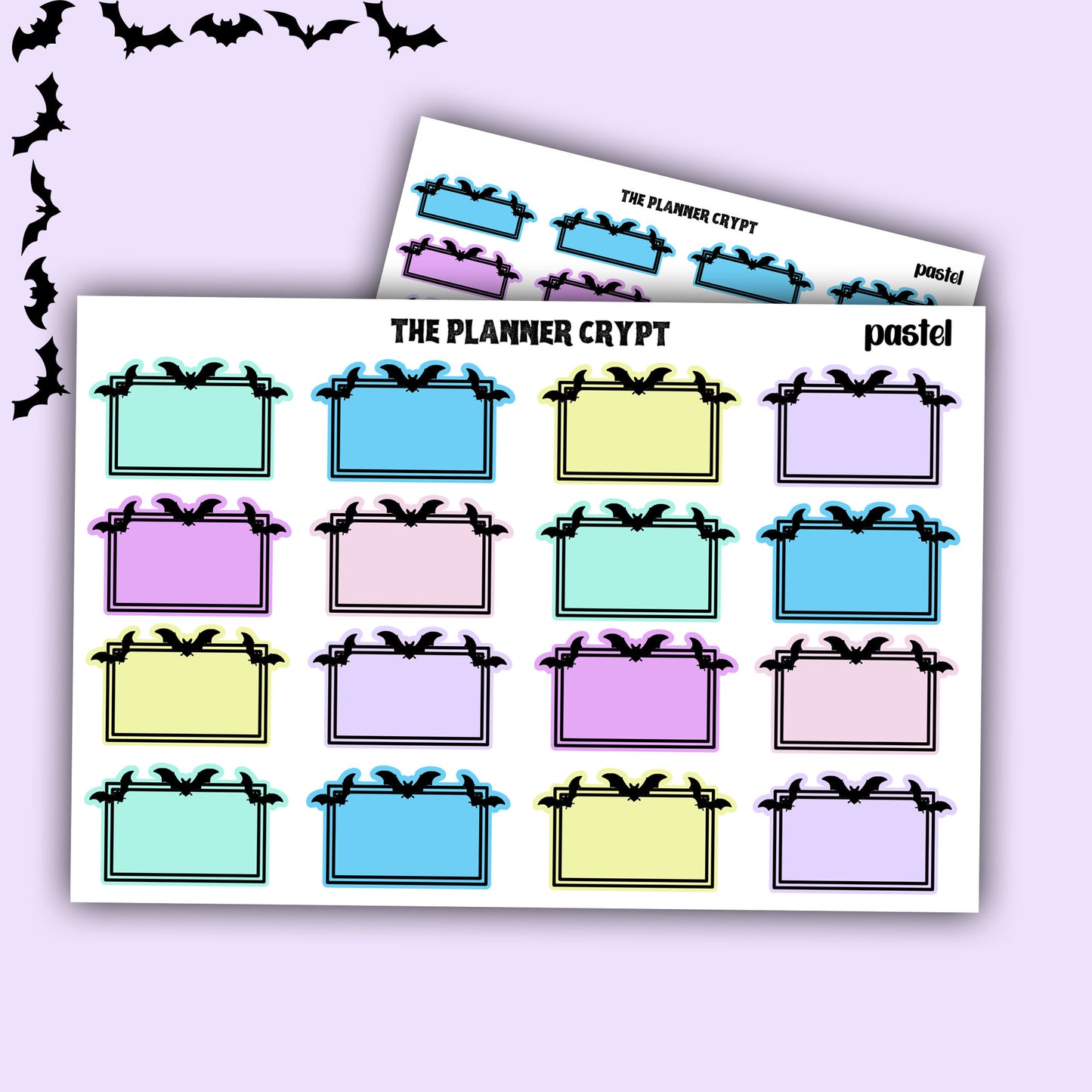 planner box stickers, weekly planner stickers, gothic stickers, stickers, bat stickers, functional stickers, vertical planner