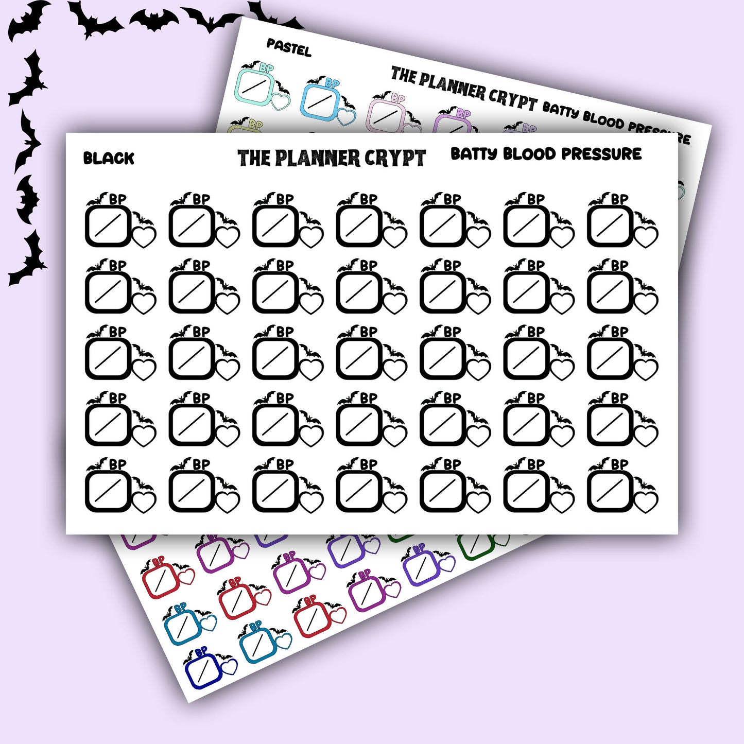 blood pressure tracker stickers, health stickers, gothic planner stickers, functional stickers, stickers, weekly planner stickers