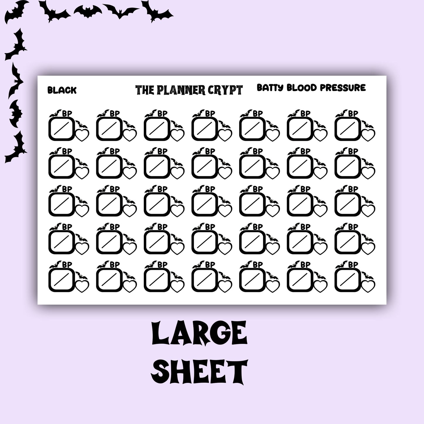 blood pressure tracker stickers, health stickers, gothic planner stickers, functional stickers, stickers, weekly planner stickers