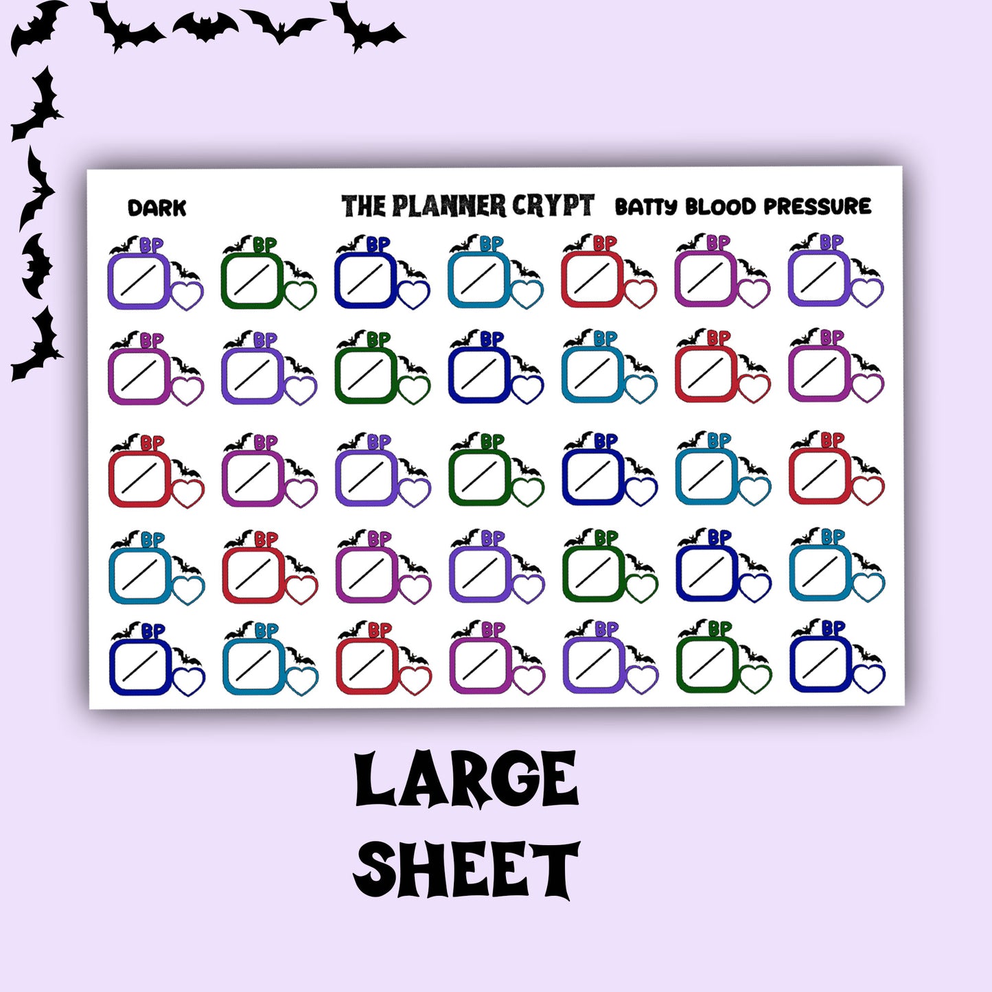 blood pressure tracker stickers, health stickers, gothic planner stickers, functional stickers, stickers, weekly planner stickers