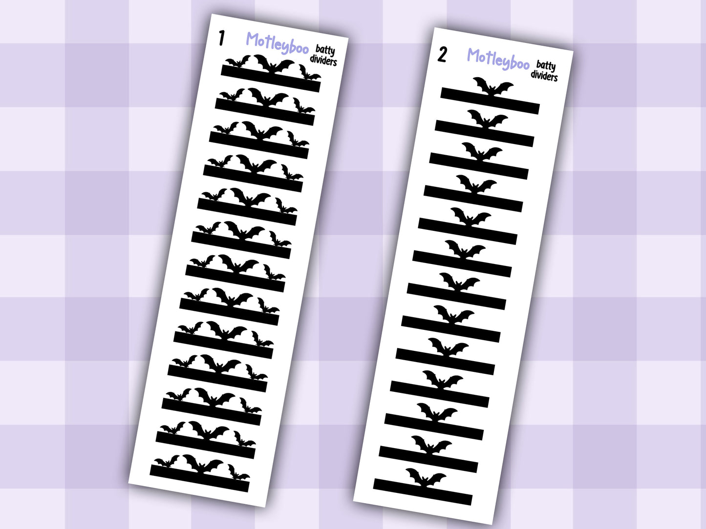 Gothic functional planner stickers, headers and dividers for planner boxes. spooky journaling, BATTY