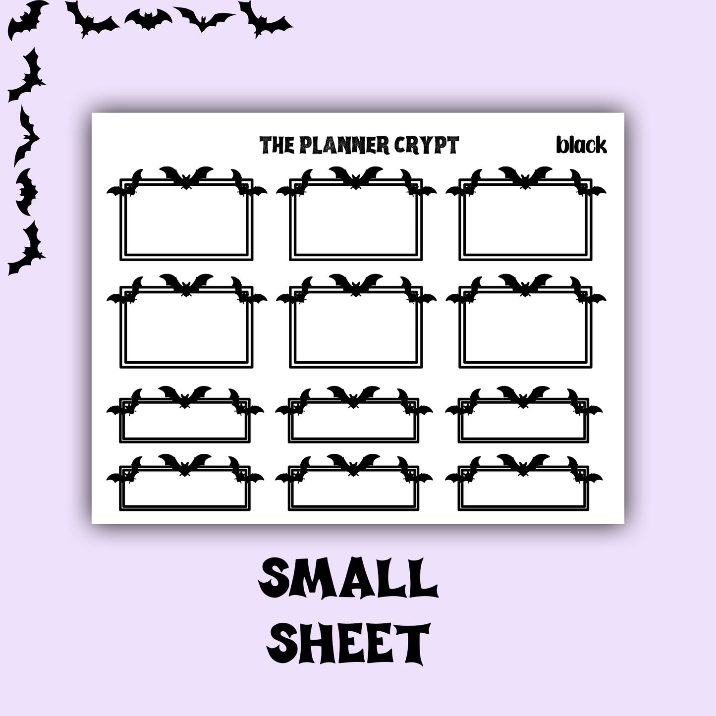 planner box stickers, weekly planner stickers, gothic stickers, stickers, bat stickers, functional stickers, vertical planner