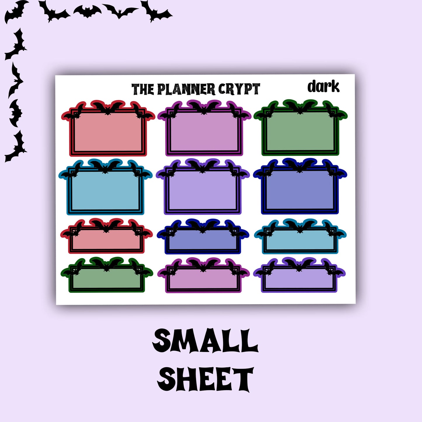 planner box stickers, weekly planner stickers, gothic stickers, stickers, bat stickers, functional stickers, vertical planner