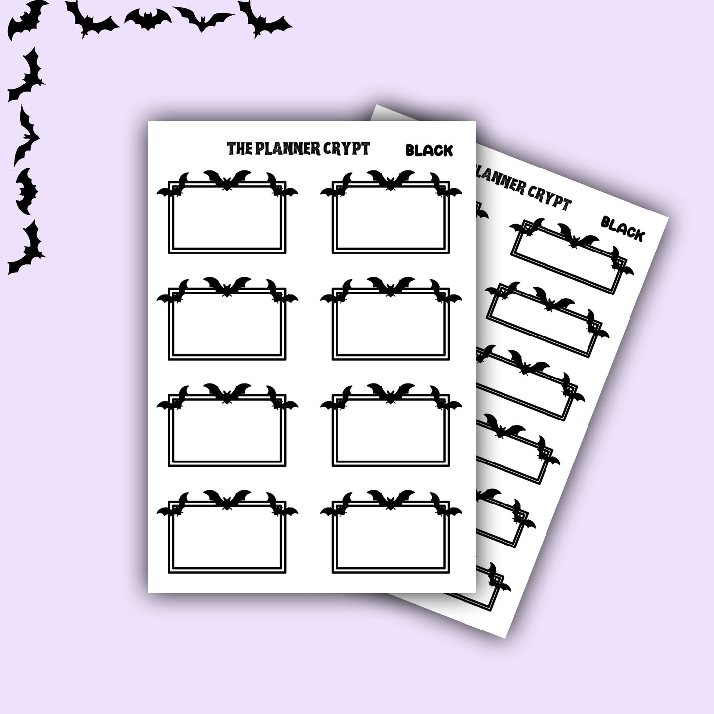 planner box stickers, weekly planner stickers, gothic stickers, stickers, bat stickers, functional stickers, vertical planner