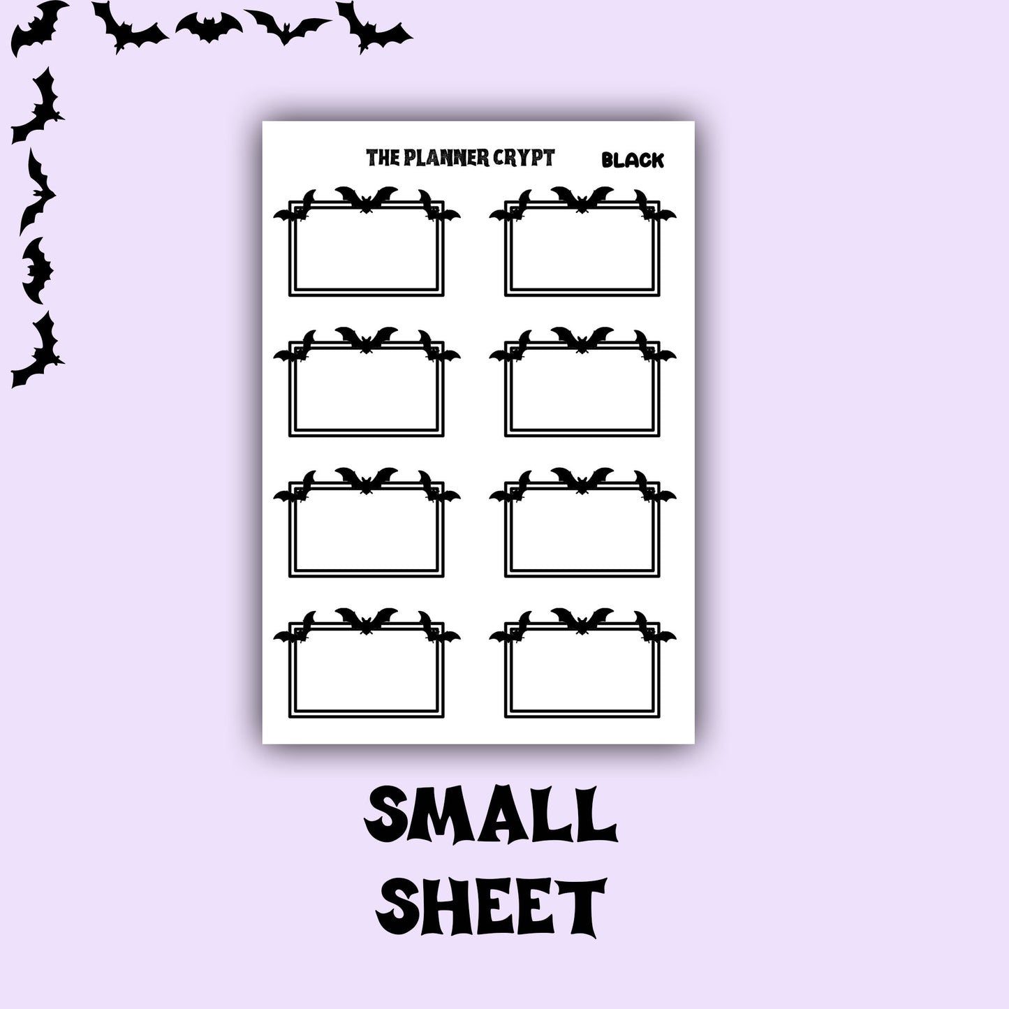 planner box stickers, weekly planner stickers, gothic stickers, stickers, bat stickers, functional stickers, vertical planner