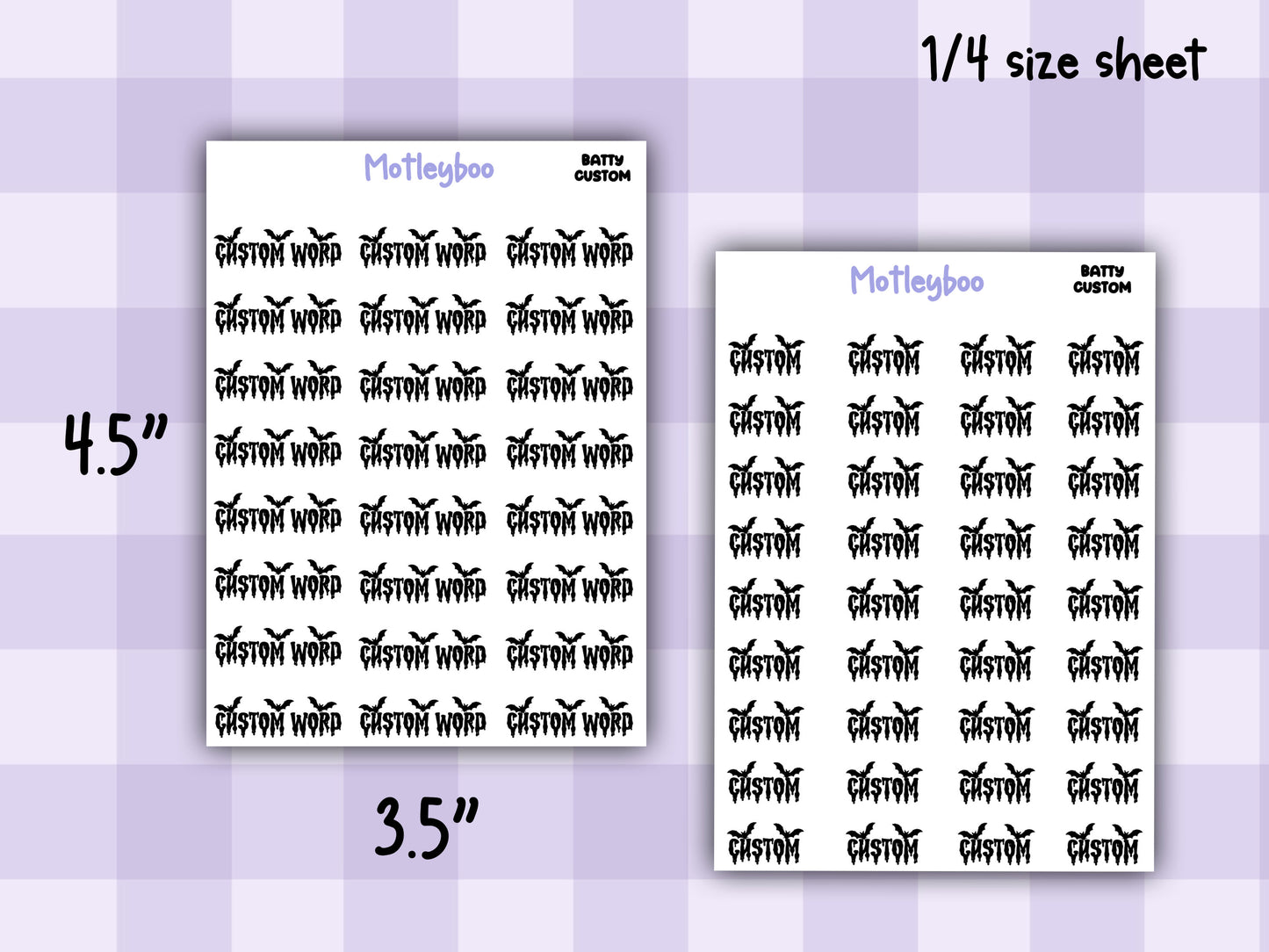 Batty Custom Word Planner Stickers: Goth Journal Stickers