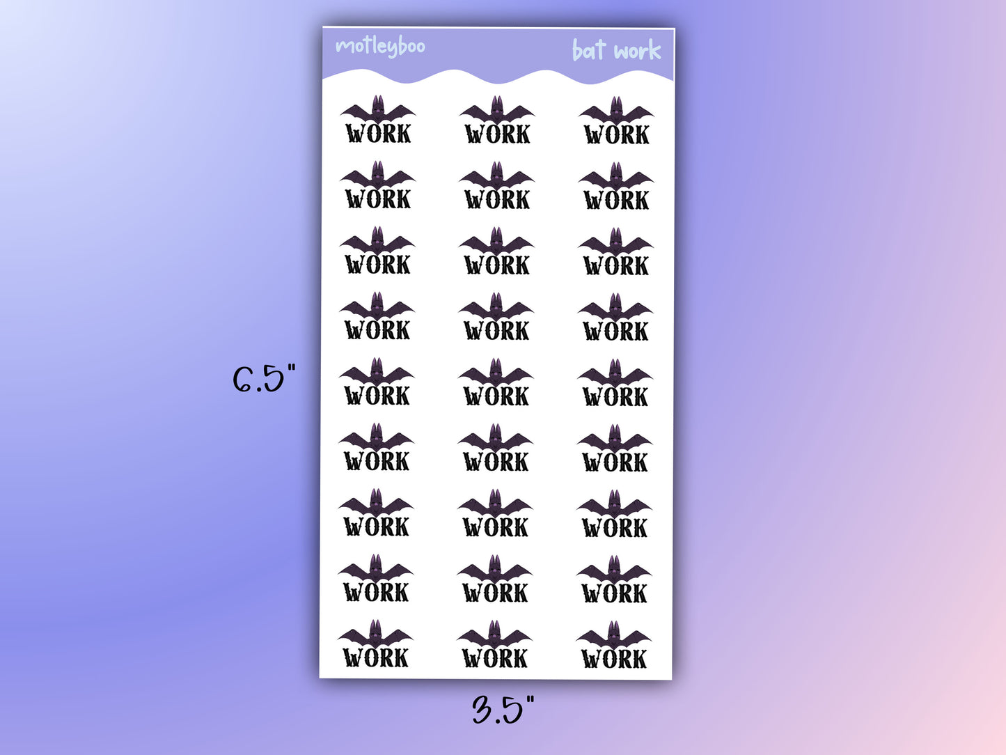 functional words sticker sheet, stickers, goth stickers, halloween stickers, original art stickers, cute and fun stickers, bat stickers