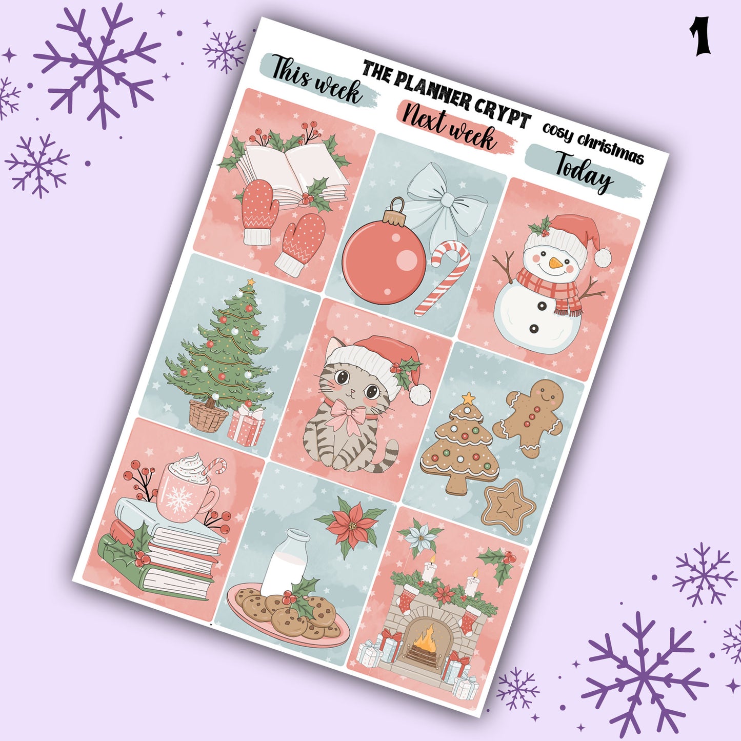 Christmas weekly planner sticker kit, cosy Christmas