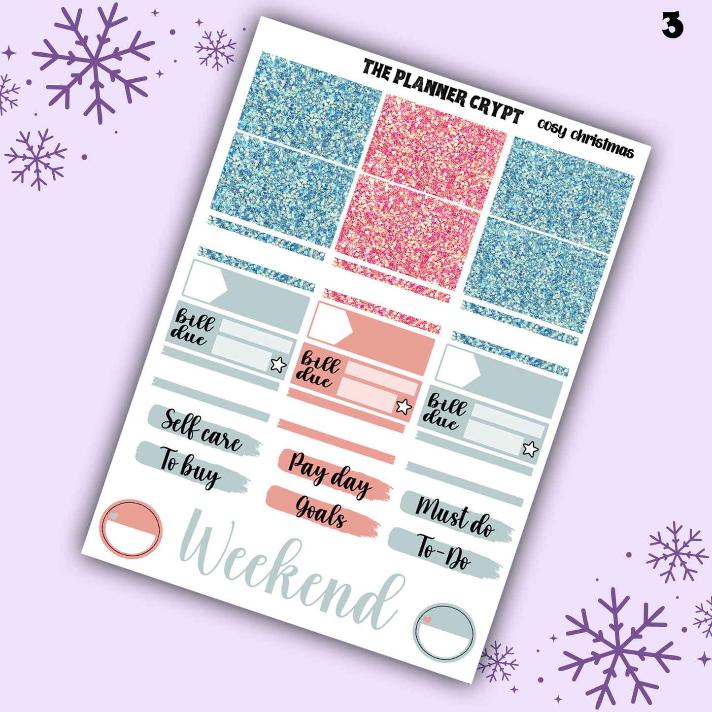 Christmas weekly planner sticker kit, cosy Christmas