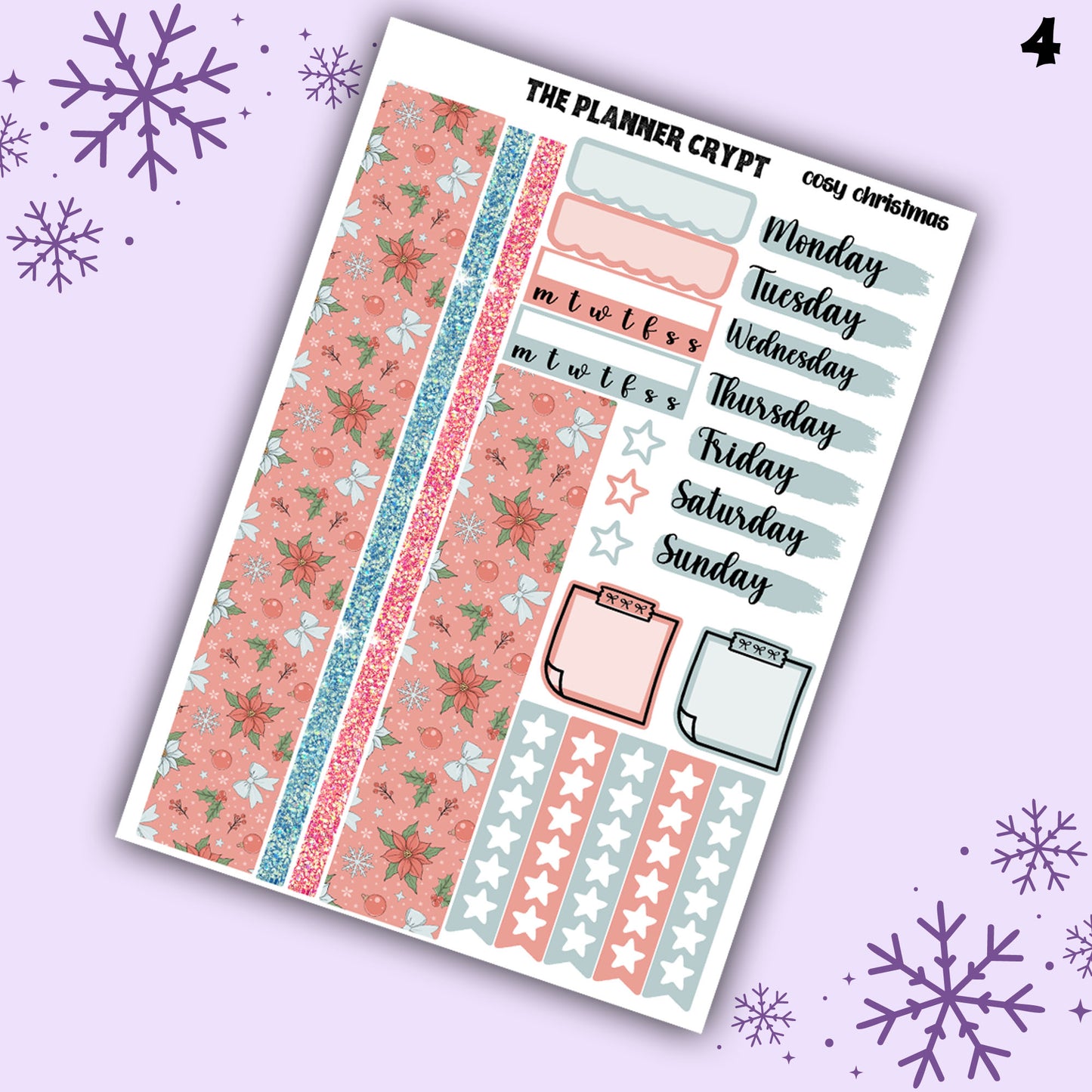 Christmas weekly planner sticker kit, cosy Christmas