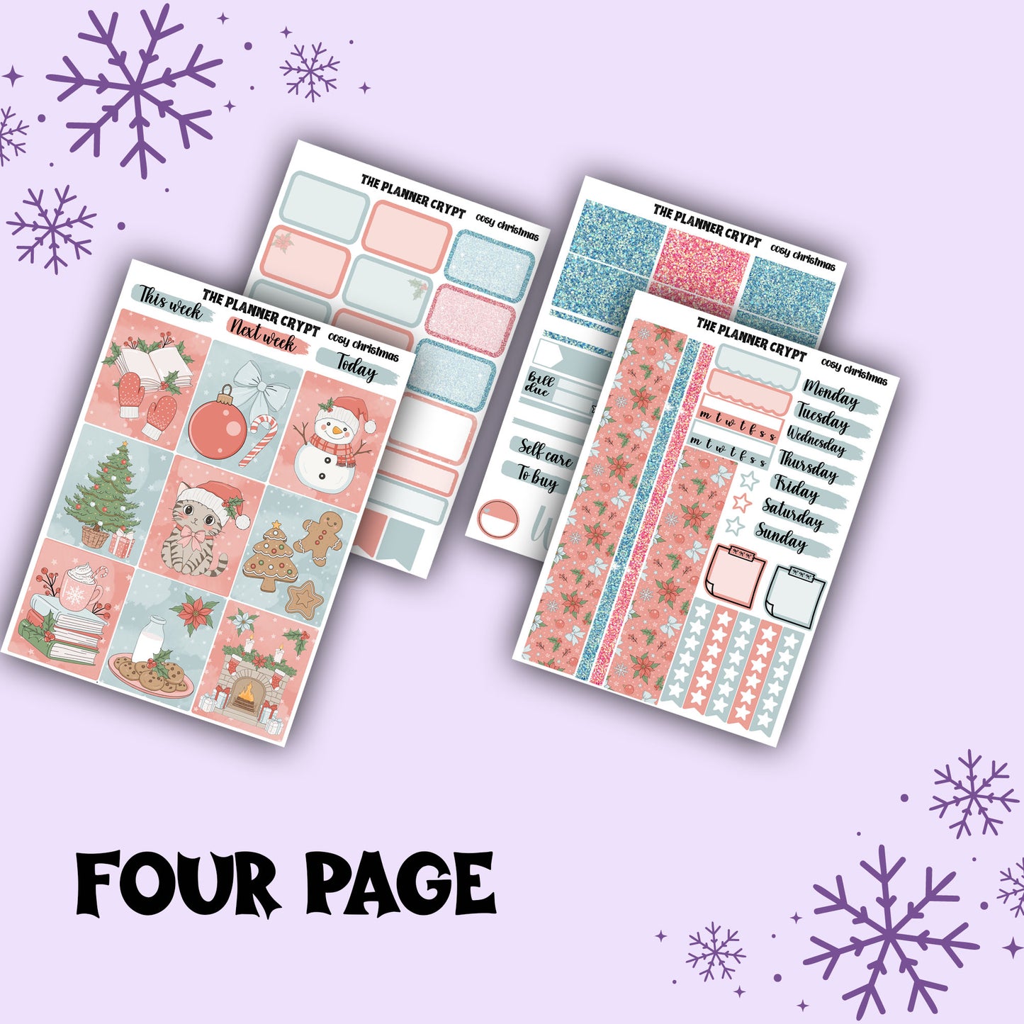 Christmas weekly planner sticker kit, cosy Christmas