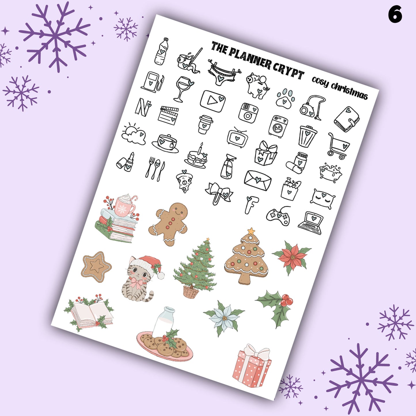 Christmas weekly planner sticker kit, cosy Christmas