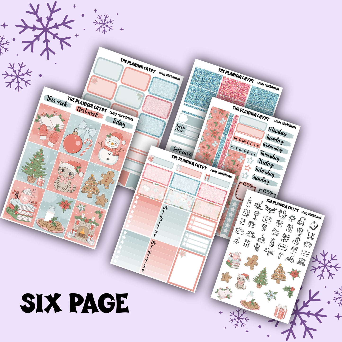 Christmas weekly planner sticker kit, cosy Christmas