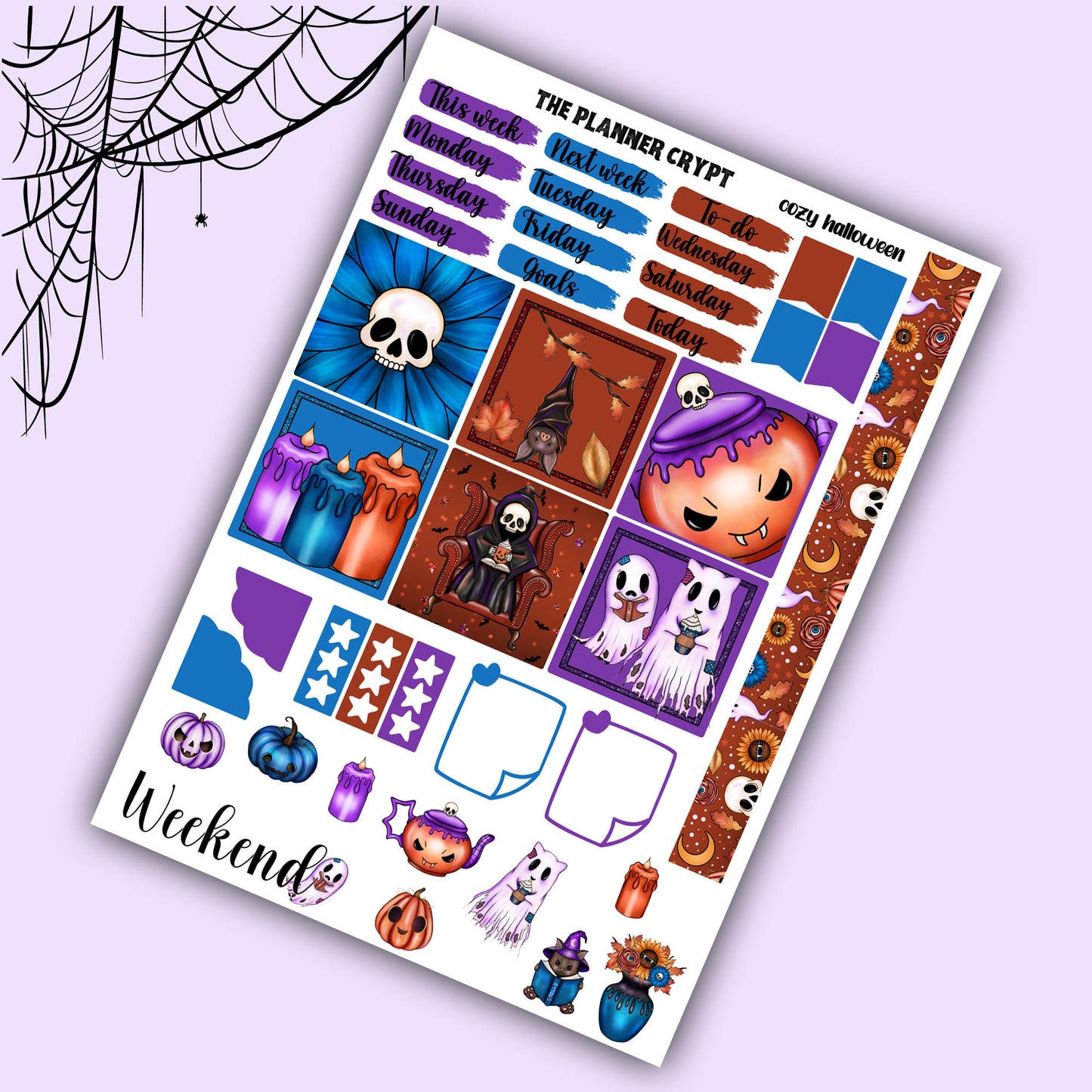 Cozy halloween Hobonichi cousin planner sticker kit