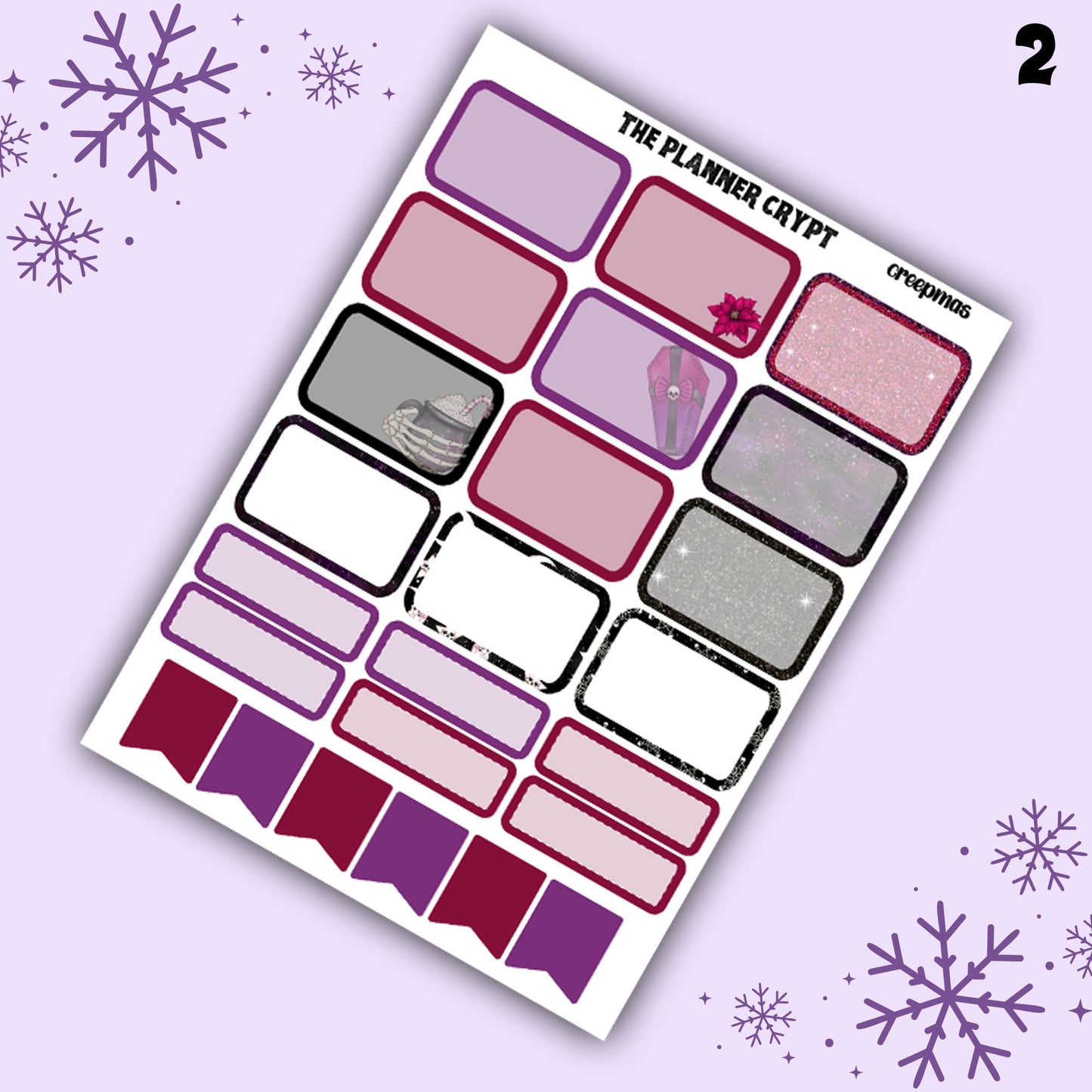 weekly planner sticker kit, planner stickers, spooky christmas, creepy christmas stickers, vertical planner, gothic stickers, , planner
