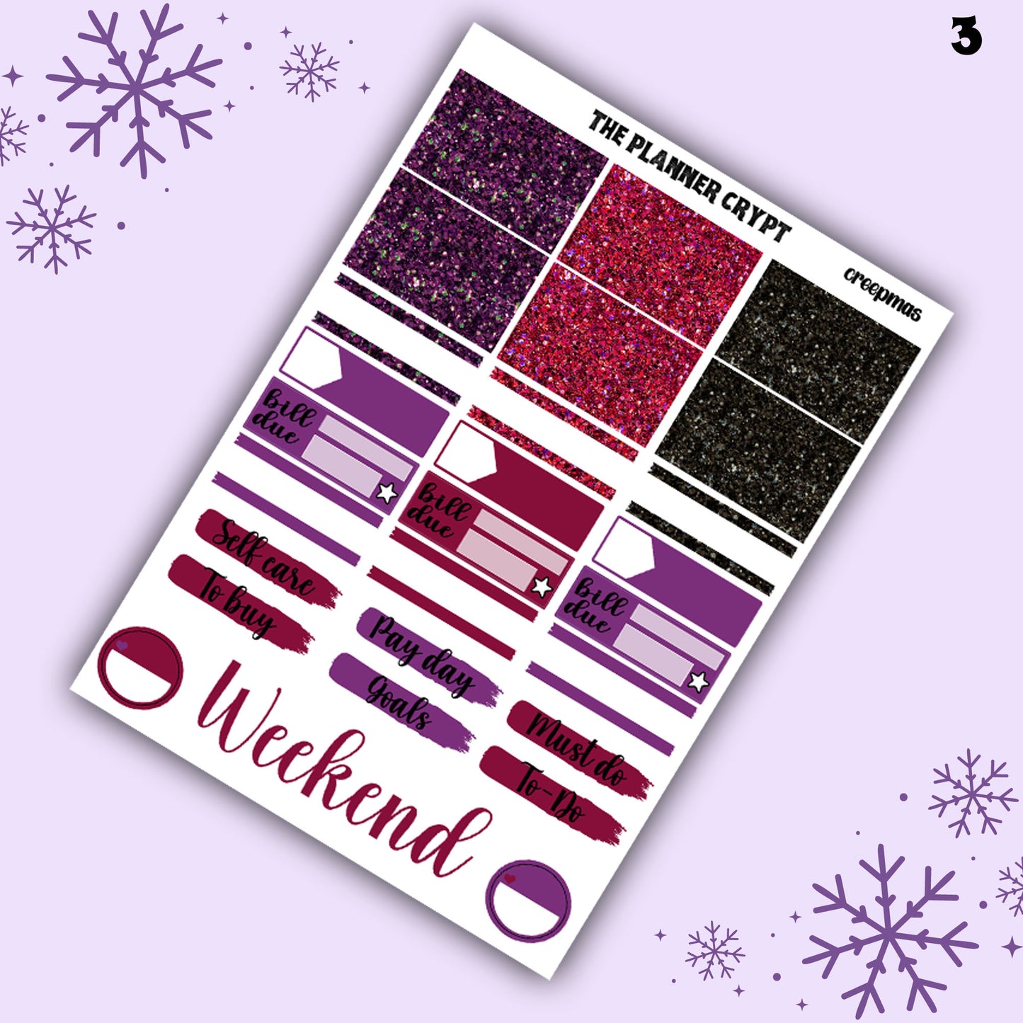 weekly planner sticker kit, planner stickers, spooky christmas, creepy christmas stickers, vertical planner, gothic stickers, , planner