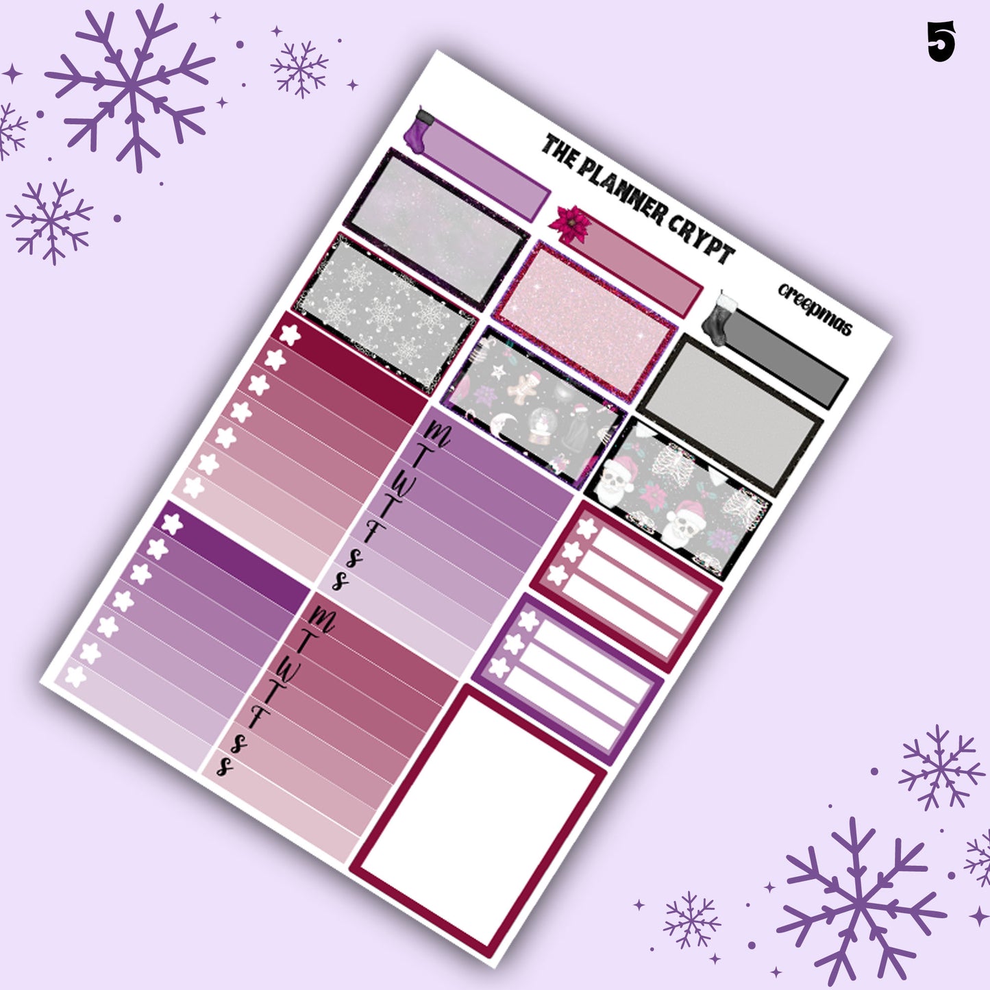 weekly planner sticker kit, planner stickers, spooky christmas, creepy christmas stickers, vertical planner, gothic stickers, , planner