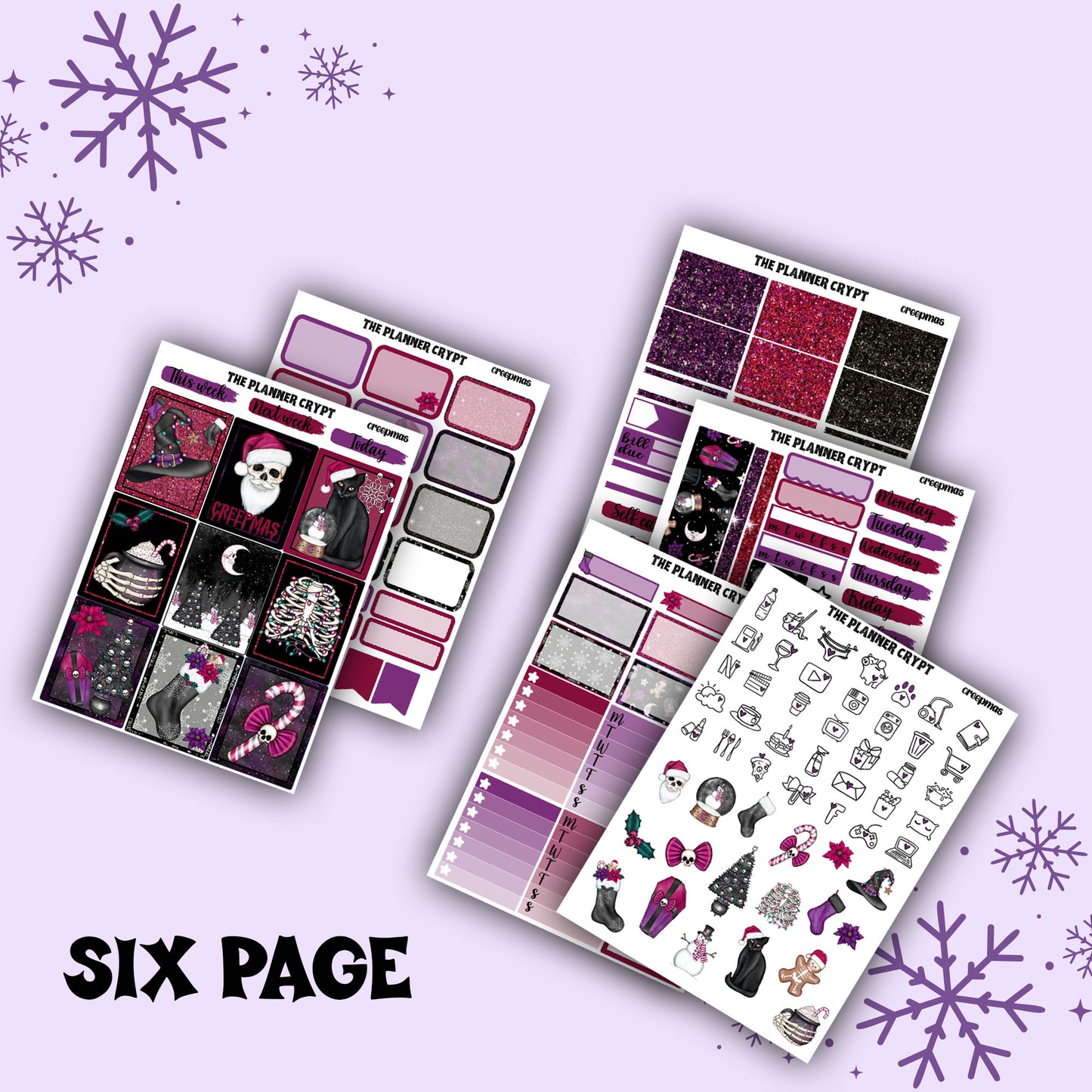 weekly planner sticker kit, planner stickers, spooky christmas, creepy christmas stickers, vertical planner, gothic stickers, , planner