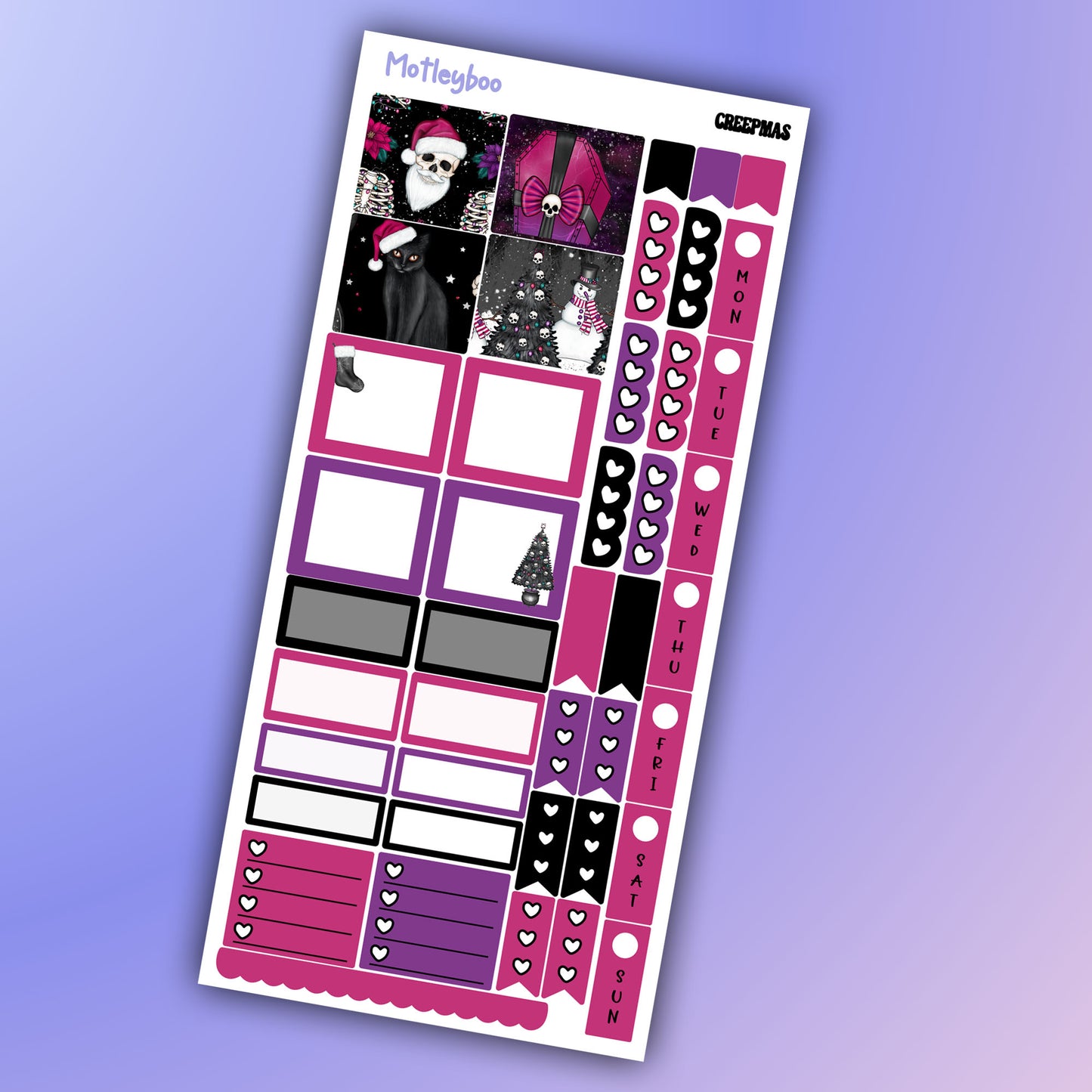 Hobonichi planner kit, Creepmas, 3 page kit, planner kit, cute stickers, winter, christmas, spooky