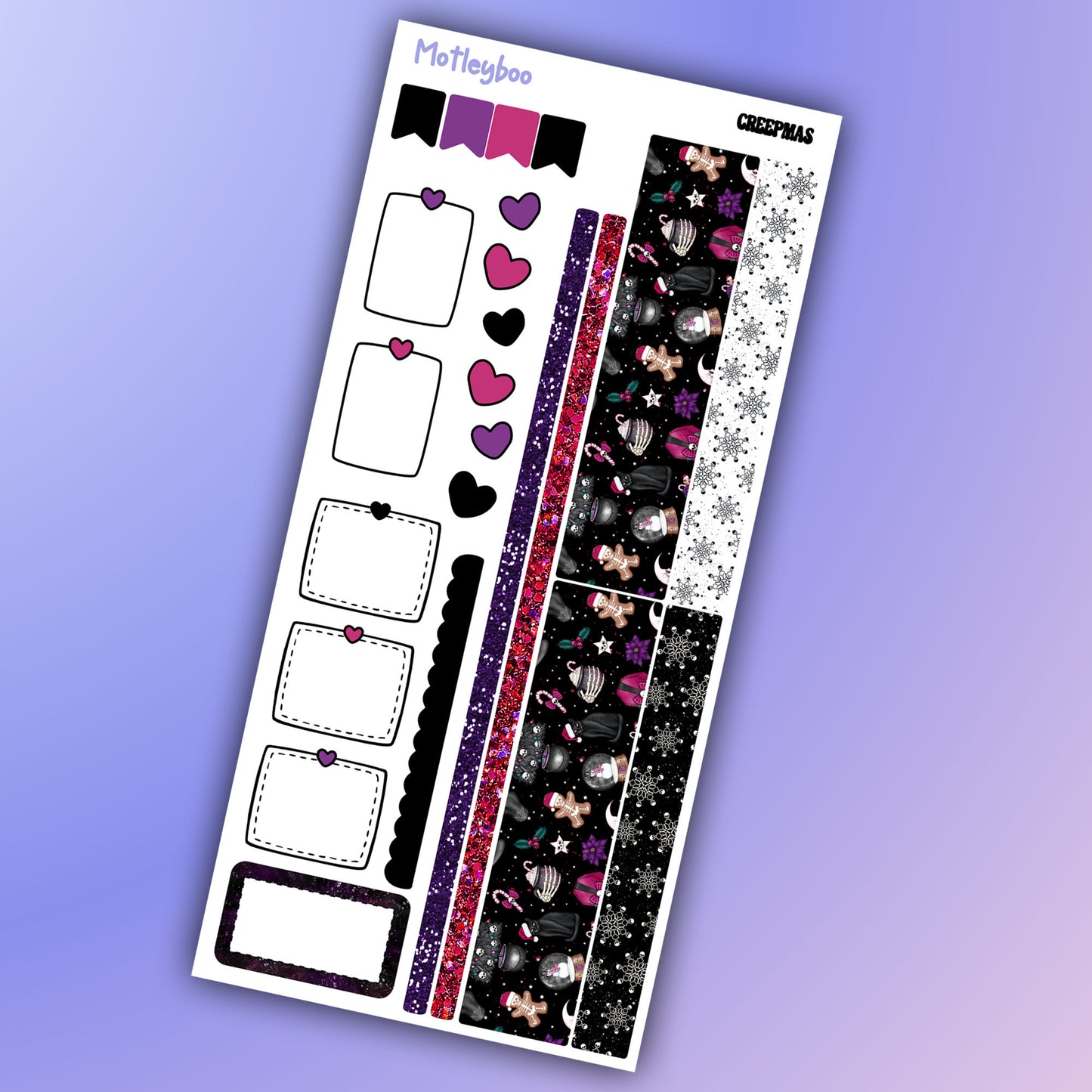 Hobonichi planner kit, Creepmas, 3 page kit, planner kit, cute stickers, winter, christmas, spooky