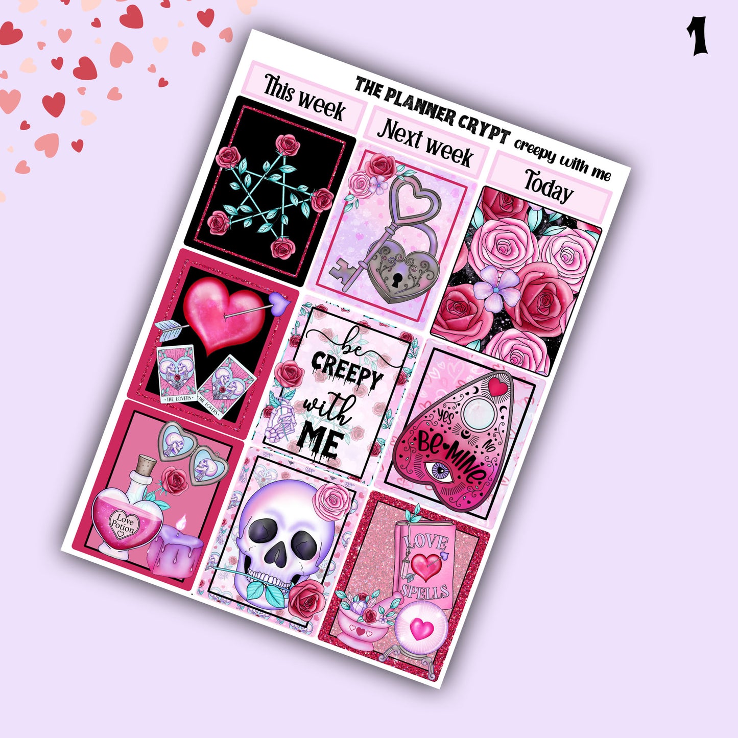 weekly planner sticker kit, planner stickers, valentines day stickers, spooky sticker kit, vertical planner, love stickers, planner