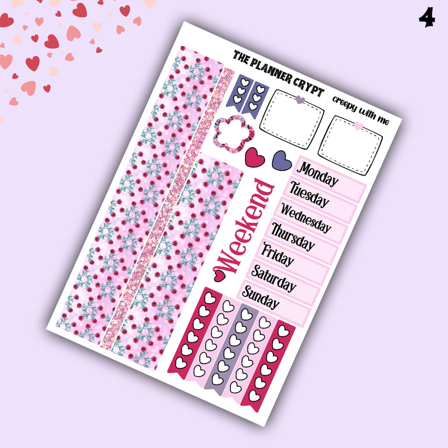 weekly planner sticker kit, planner stickers, valentines day stickers, spooky sticker kit, vertical planner, love stickers, planner
