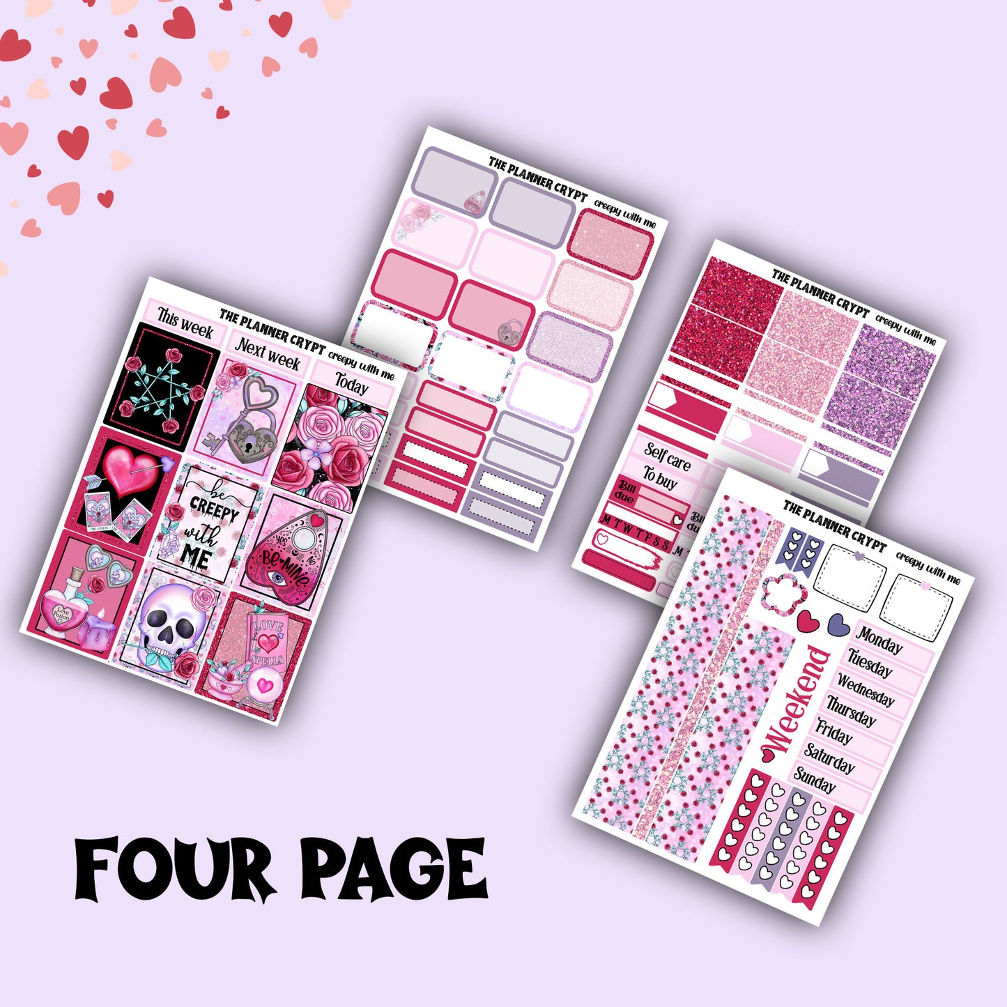 weekly planner sticker kit, planner stickers, valentines day stickers, spooky sticker kit, vertical planner, love stickers, planner