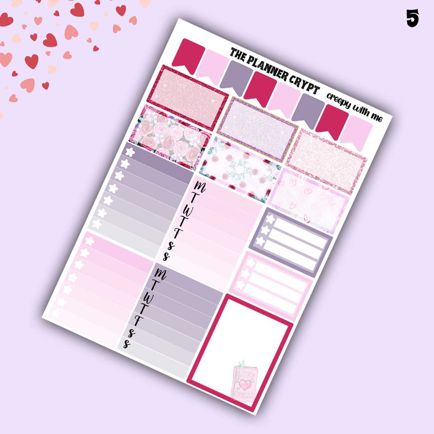 weekly planner sticker kit, planner stickers, valentines day stickers, spooky sticker kit, vertical planner, love stickers, planner
