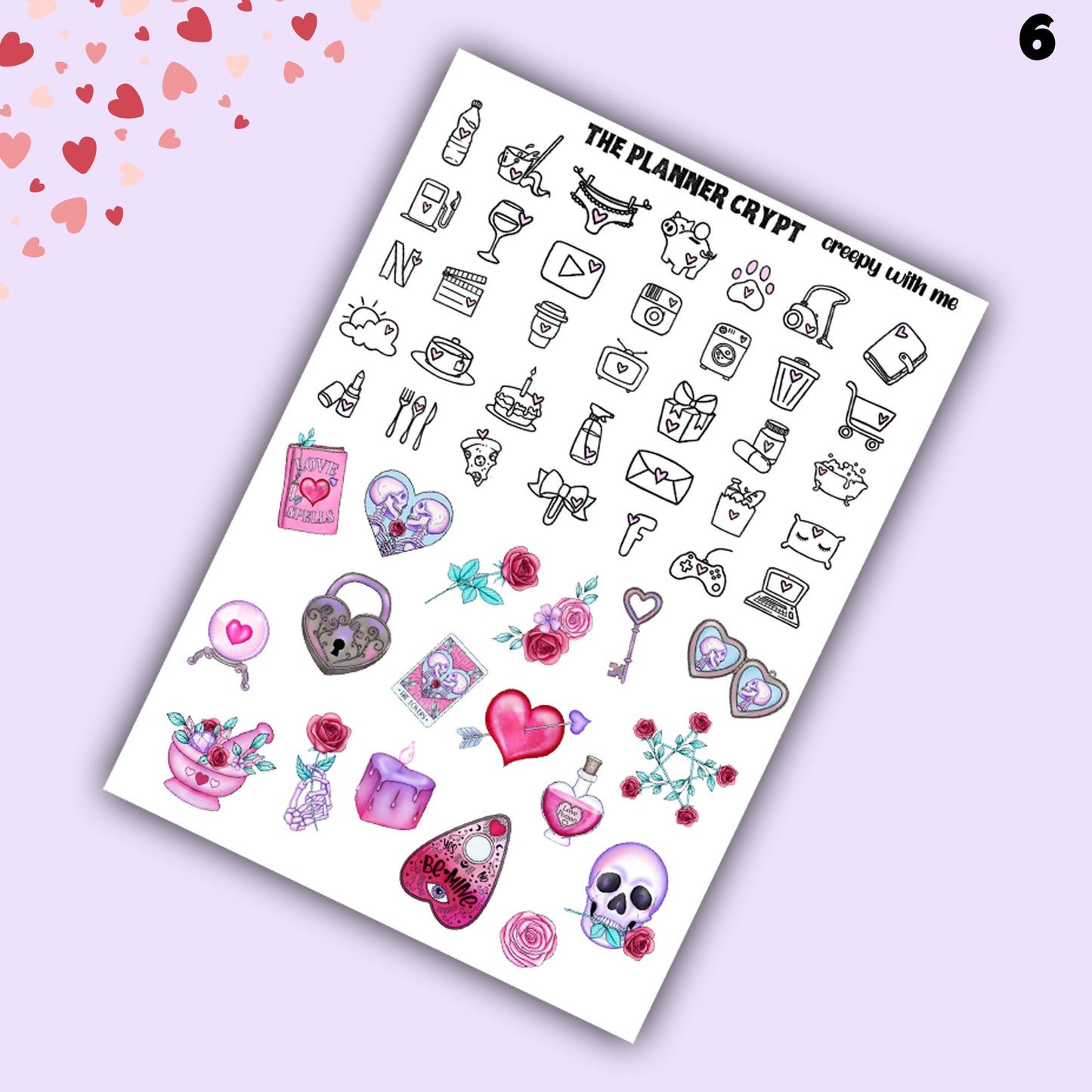 weekly planner sticker kit, planner stickers, valentines day stickers, spooky sticker kit, vertical planner, love stickers, planner