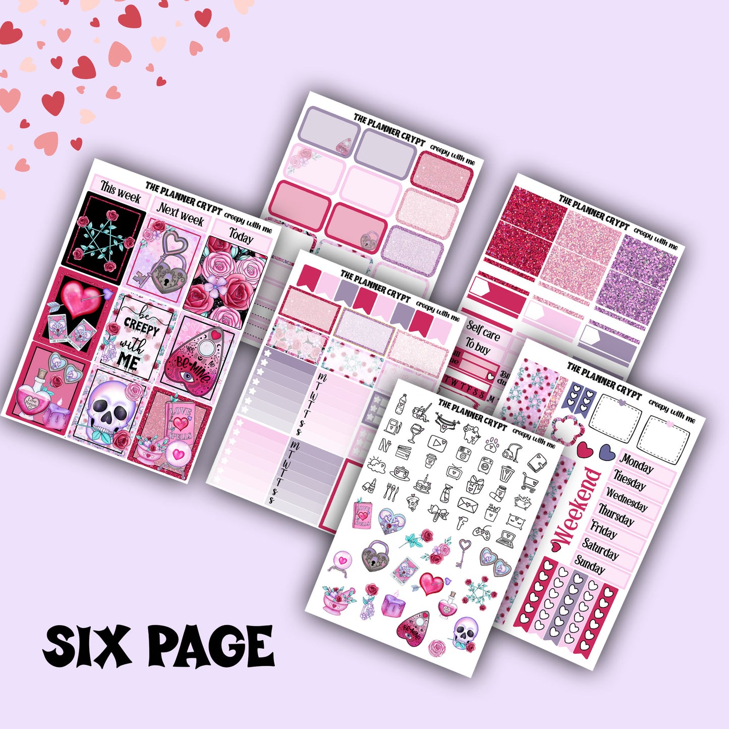 weekly planner sticker kit, planner stickers, valentines day stickers, spooky sticker kit, vertical planner, love stickers, planner