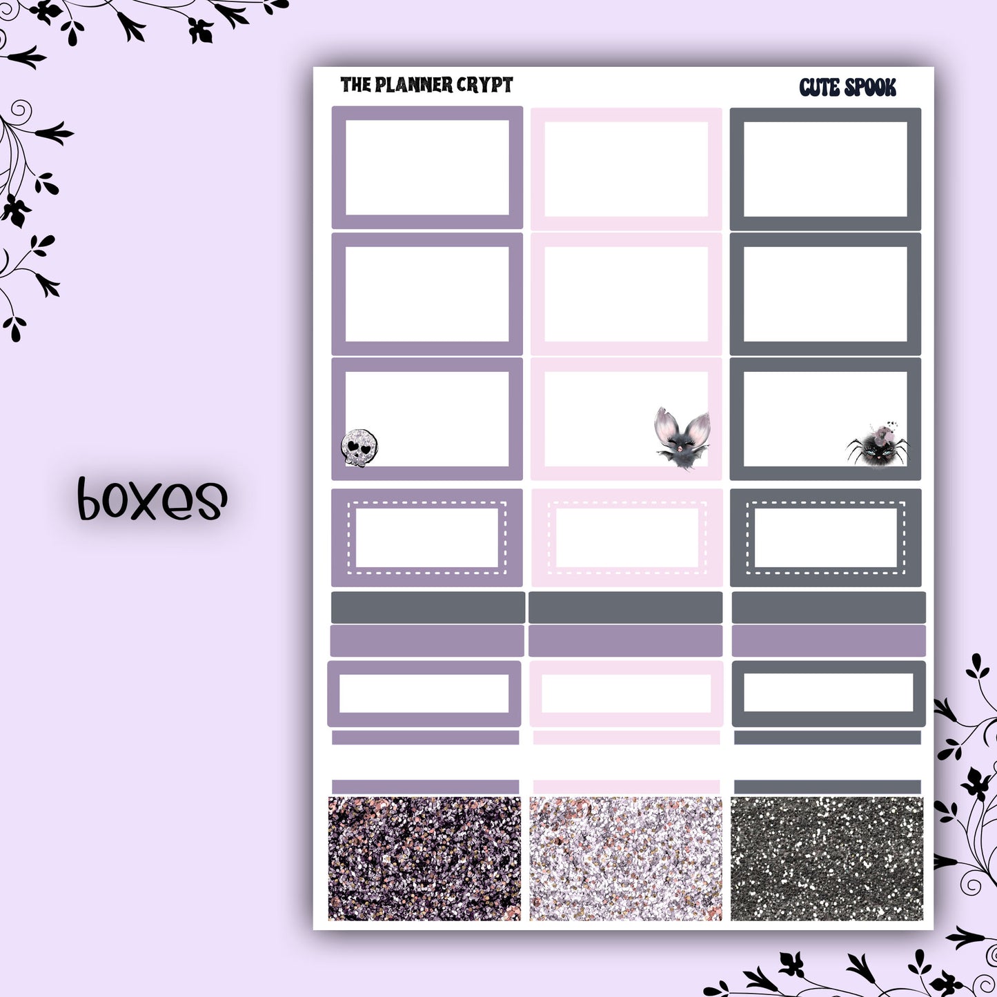 Weekly planner sticker kit, vertical planner stickers, goth planner, functional stickers, weekly planner, beauty stickers, cute spook