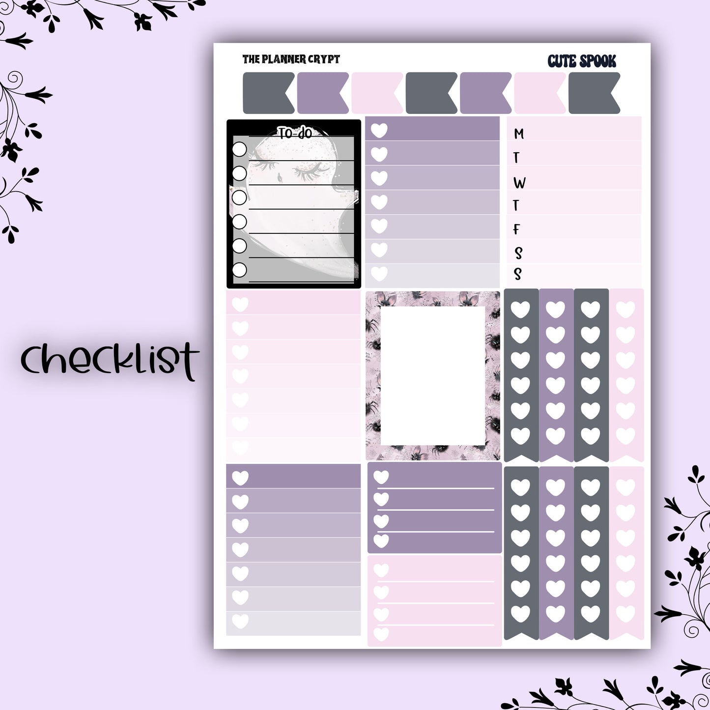 Weekly planner sticker kit, vertical planner stickers, goth planner, functional stickers, weekly planner, beauty stickers, cute spook