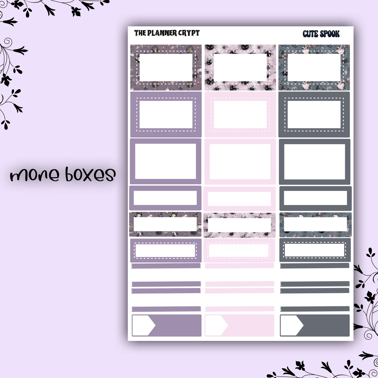 Weekly planner sticker kit, vertical planner stickers, goth planner, functional stickers, weekly planner, beauty stickers, cute spook