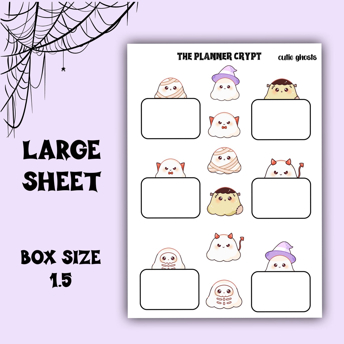 Halloween ghost sticker sheet planner boxes