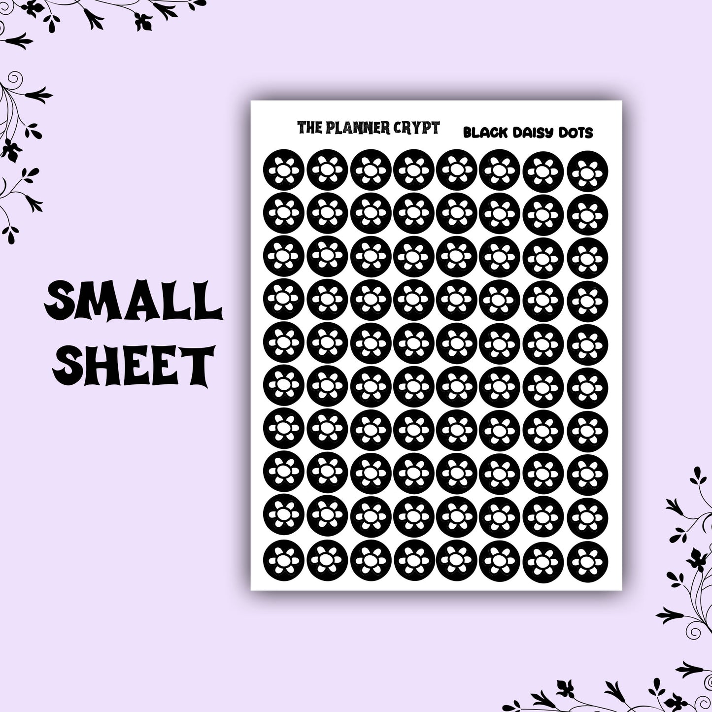daisy dot stickers, planner sticker, pastel goth,vertical planner, cute stickers, functional sticker, checklist sticker