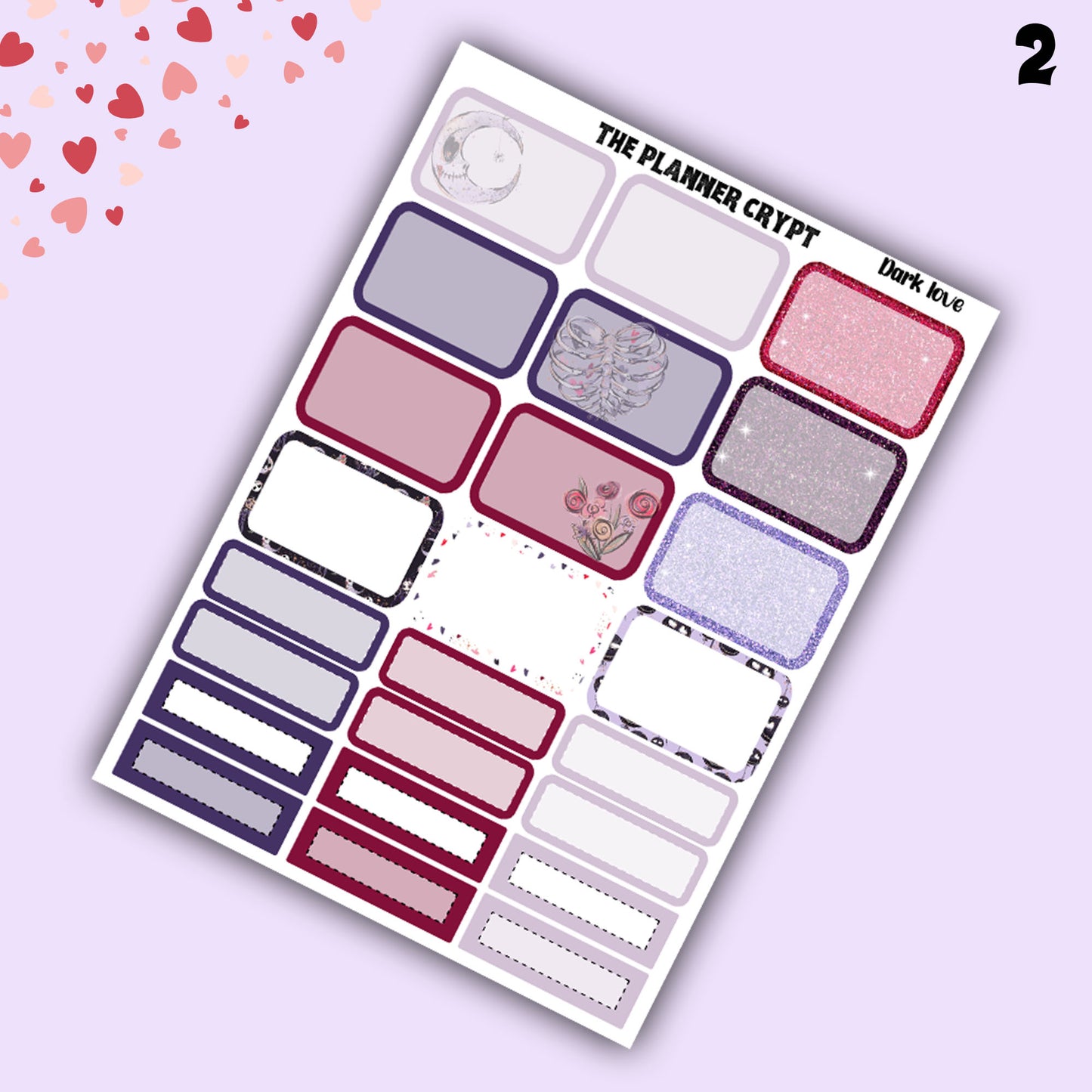 weekly planner, sticker kit, spooky stickers, halloween planner kit, planner stickers, vertical planner, goth planner, valentines stickers
