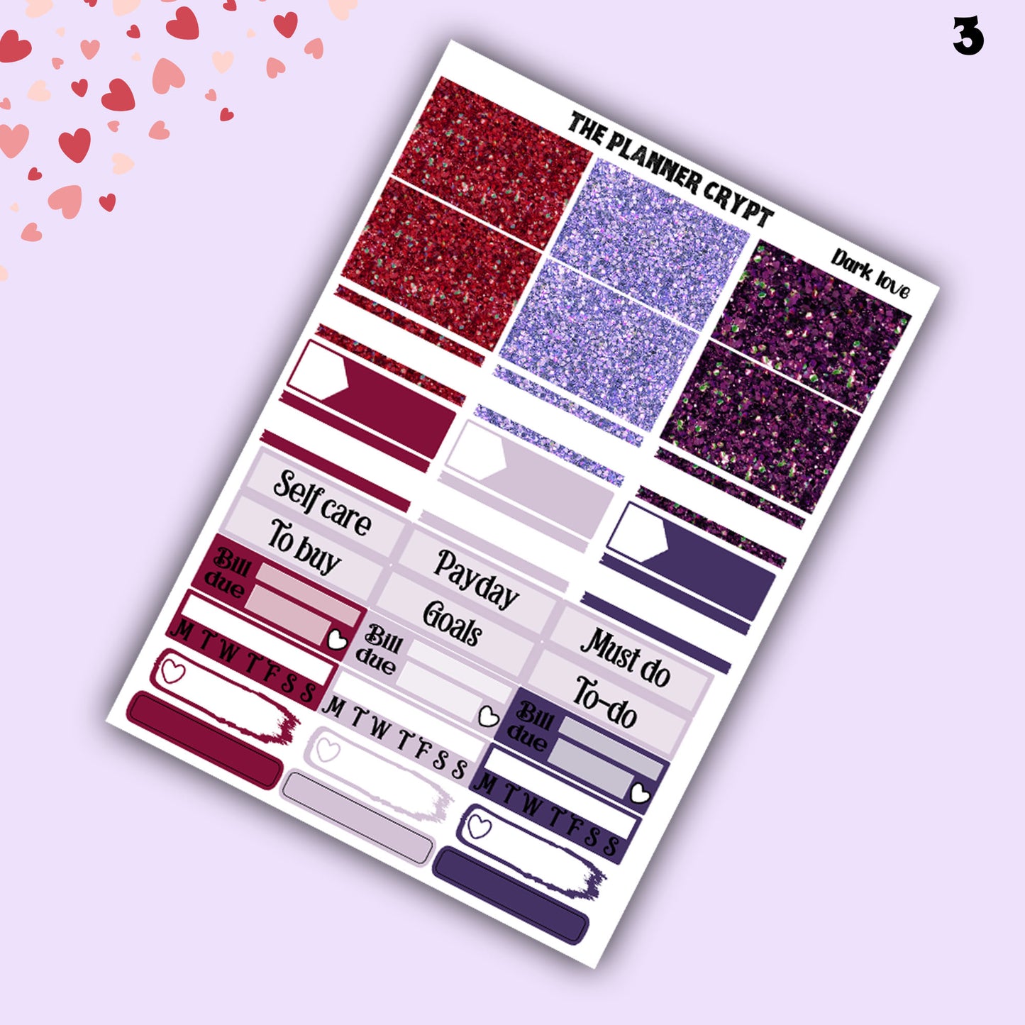 weekly planner, sticker kit, spooky stickers, halloween planner kit, planner stickers, vertical planner, goth planner, valentines stickers