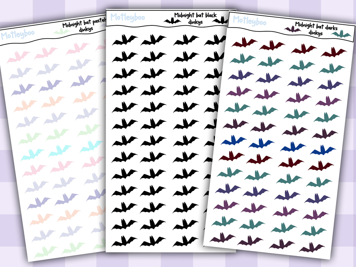 Bat stickers for gothic planning and halloween