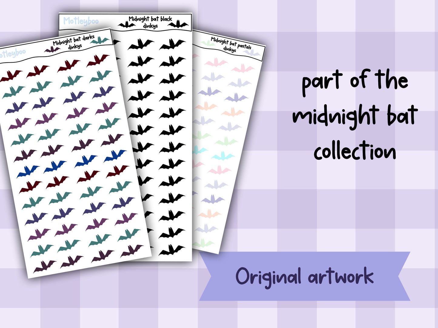 Bat stickers for gothic planning and halloween