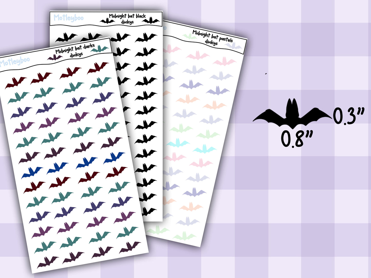 Bat stickers for gothic planning and halloween