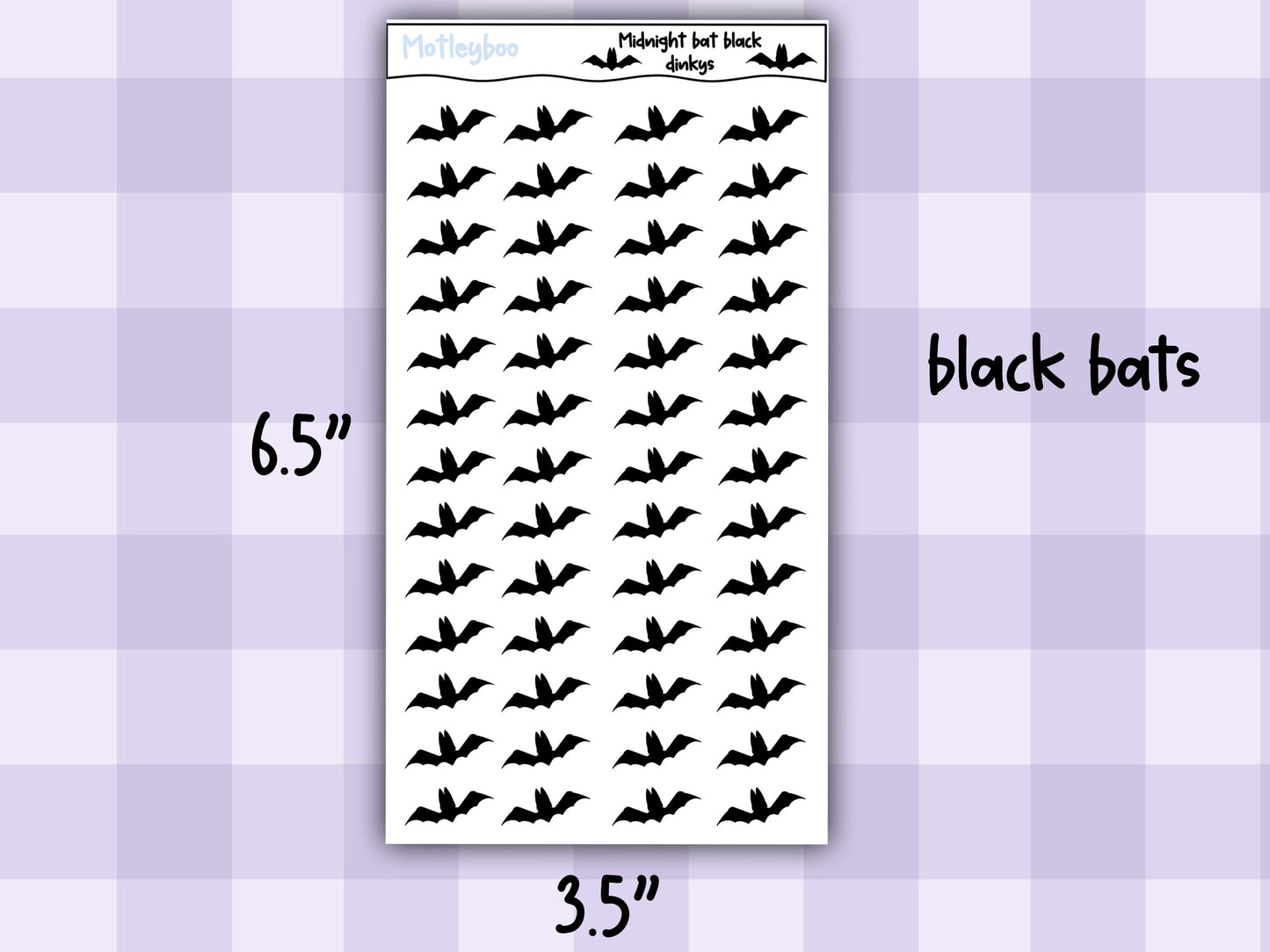 Bat stickers for gothic planning and halloween