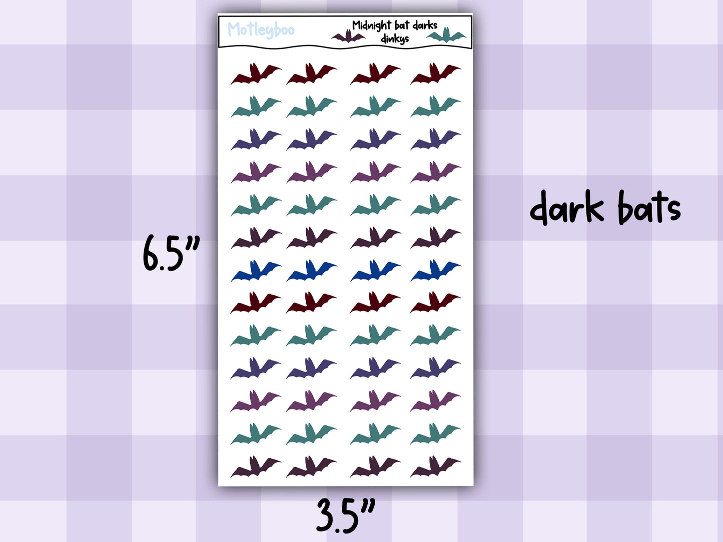 Bat stickers for gothic planning and halloween