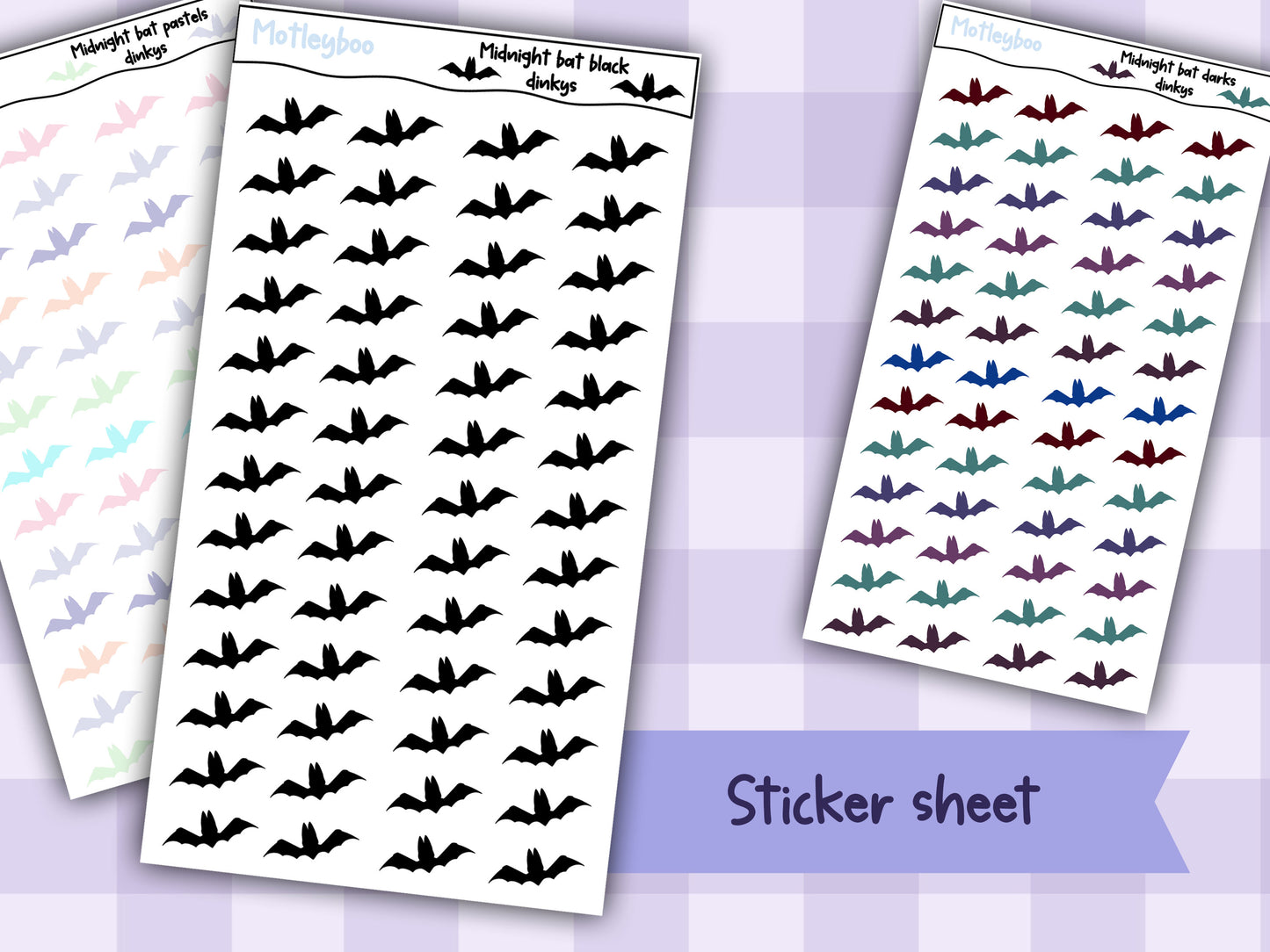Bat stickers for gothic planning and halloween