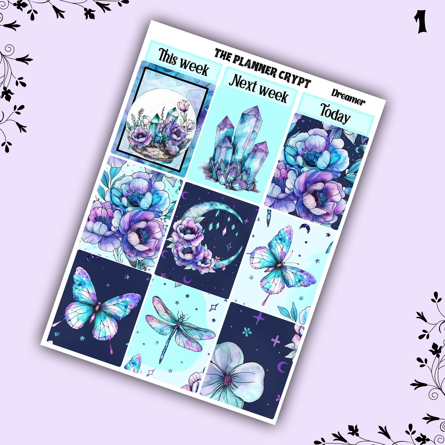 Weekly planner, sticker kit, witchy planner kit, planner stickers, vertical planner, Dreamer