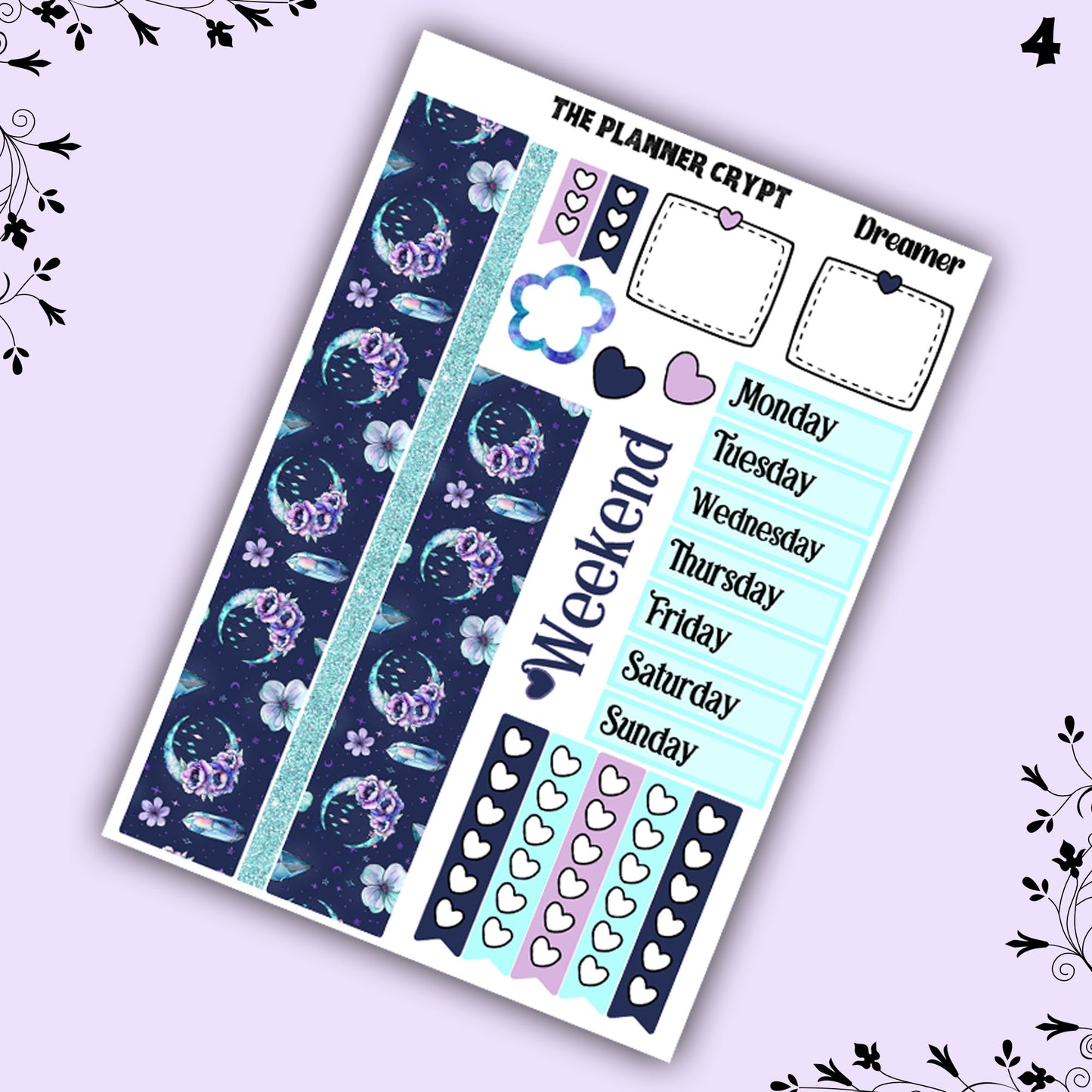 Weekly planner, sticker kit, witchy planner kit, planner stickers, vertical planner, Dreamer