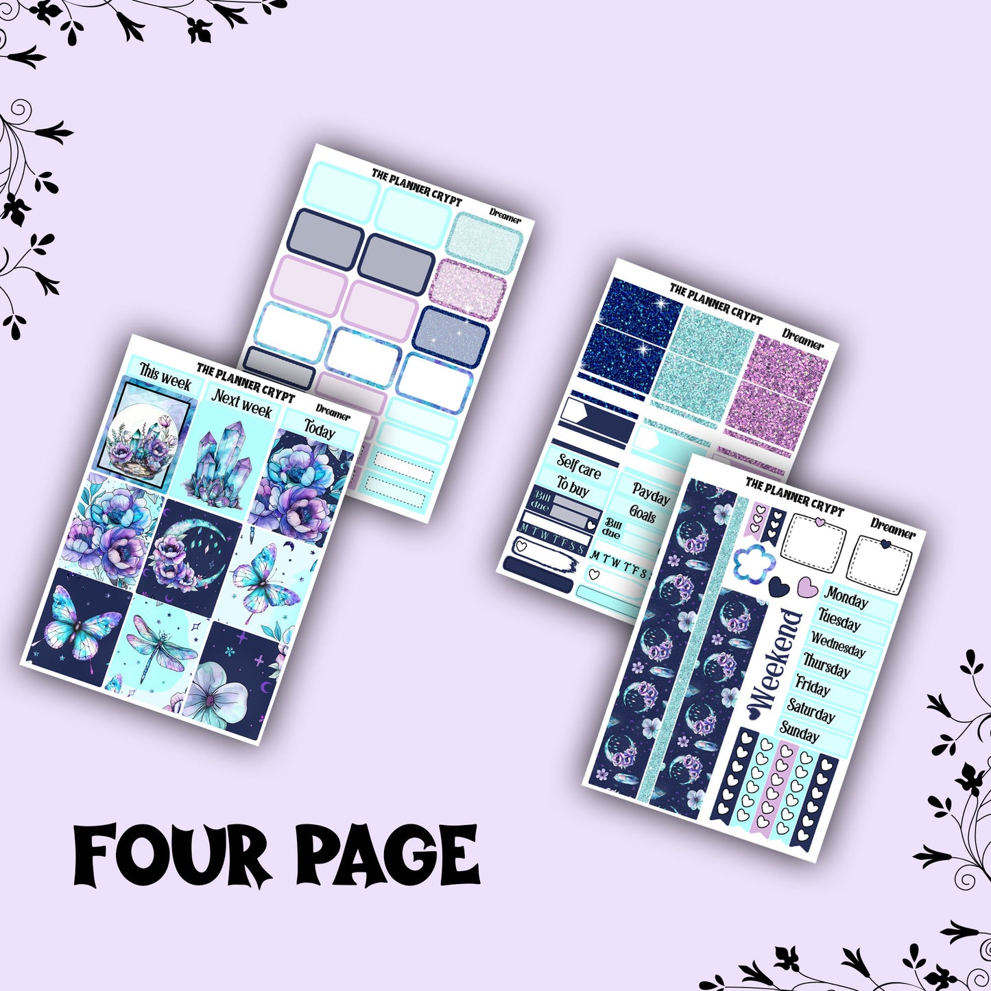 Weekly planner, sticker kit, witchy planner kit, planner stickers, vertical planner, Dreamer
