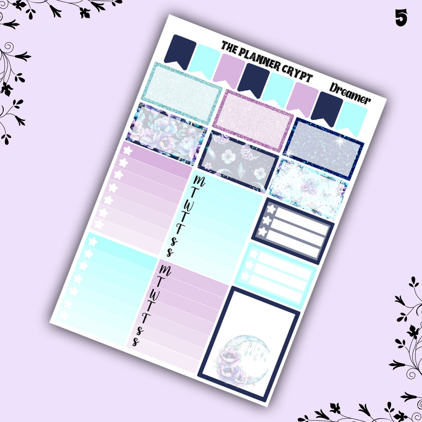 Weekly planner, sticker kit, witchy planner kit, planner stickers, vertical planner, Dreamer